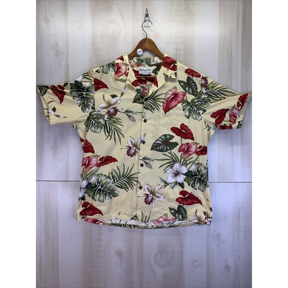 Vintage Bishop St. Apparel Mens Cotton Tropical Button Up